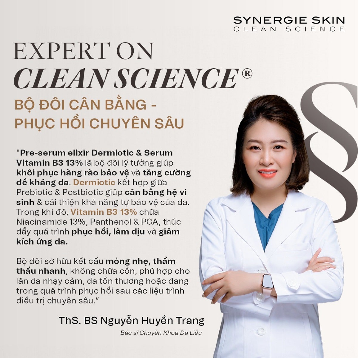 Chuyên gia nói gì về Synergie Skin_- Ths Bs Nguyển thị huyền trang-min